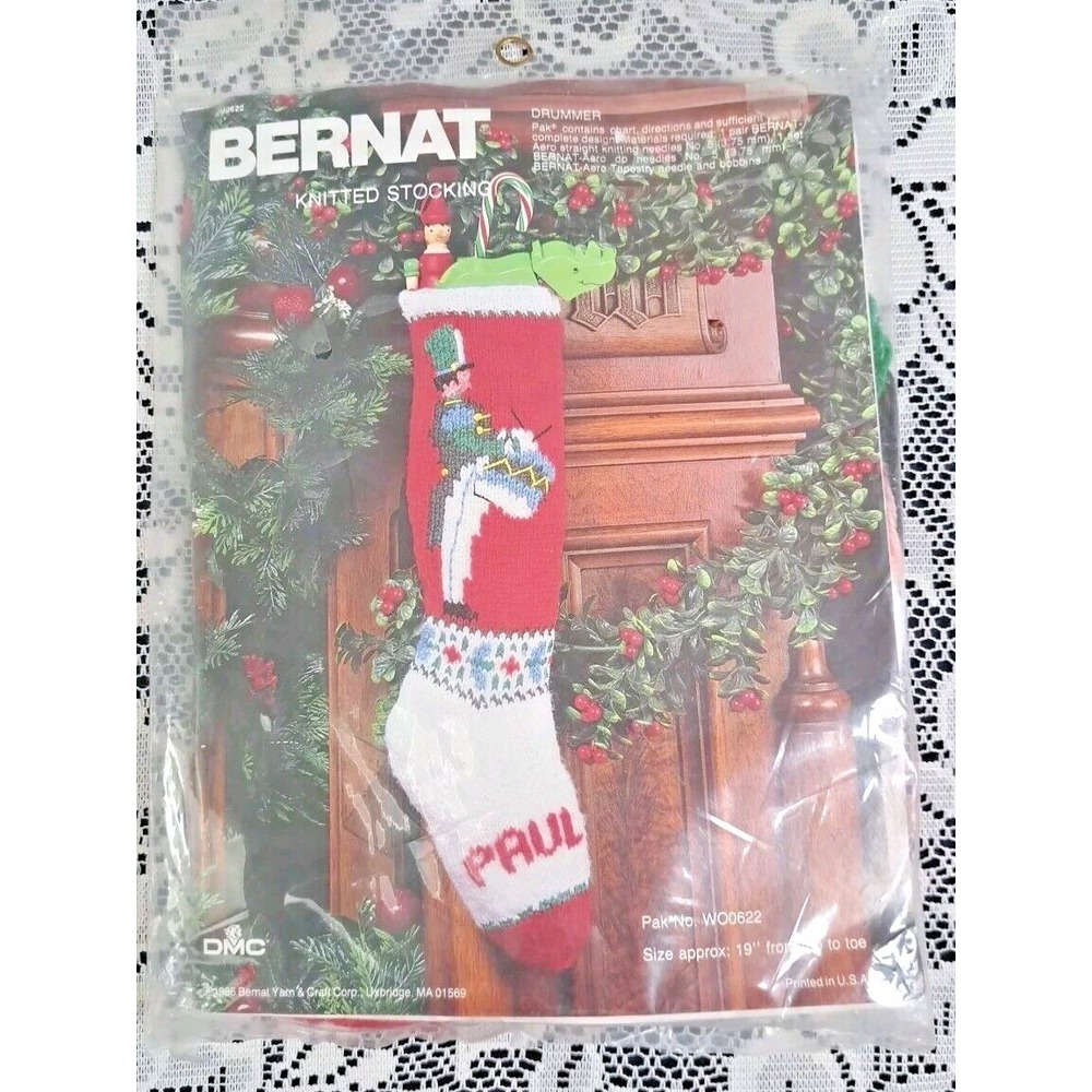 Bernat Knitted Christmas Stocking Kit Drummer 1986 Unopened New Old Stock